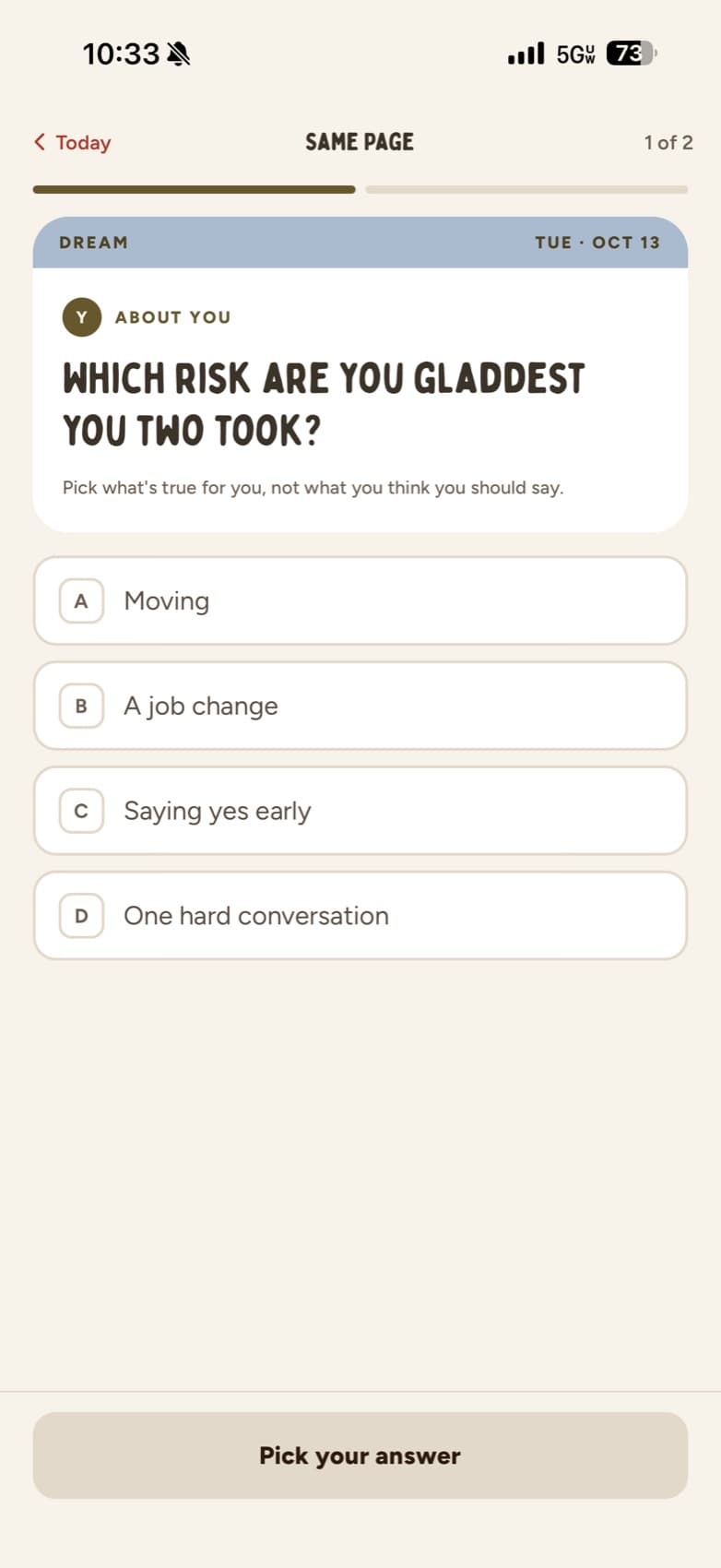 Same Page in the One Degree app