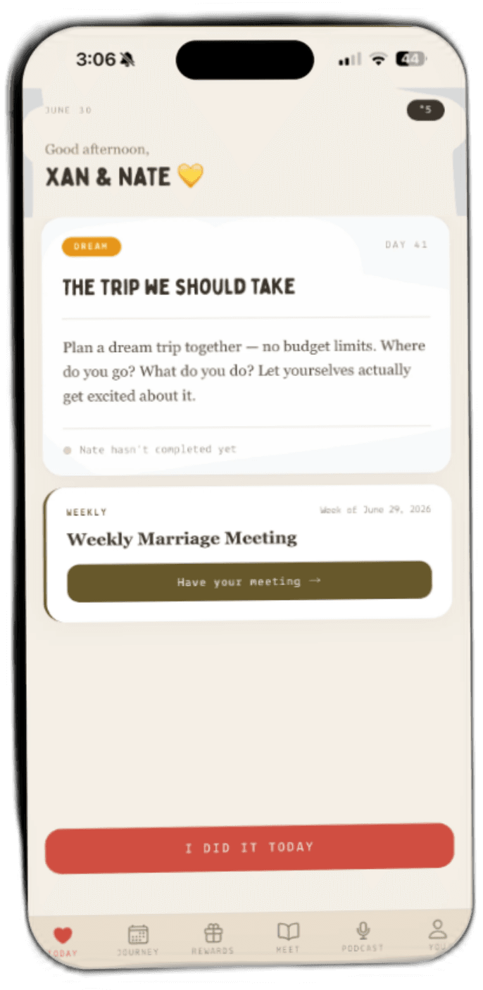 The One Degree Marriage App on iPhone