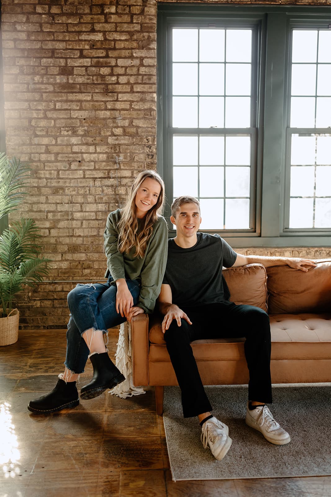 Xan and Nathaniel Sibley together in their sunlit loft